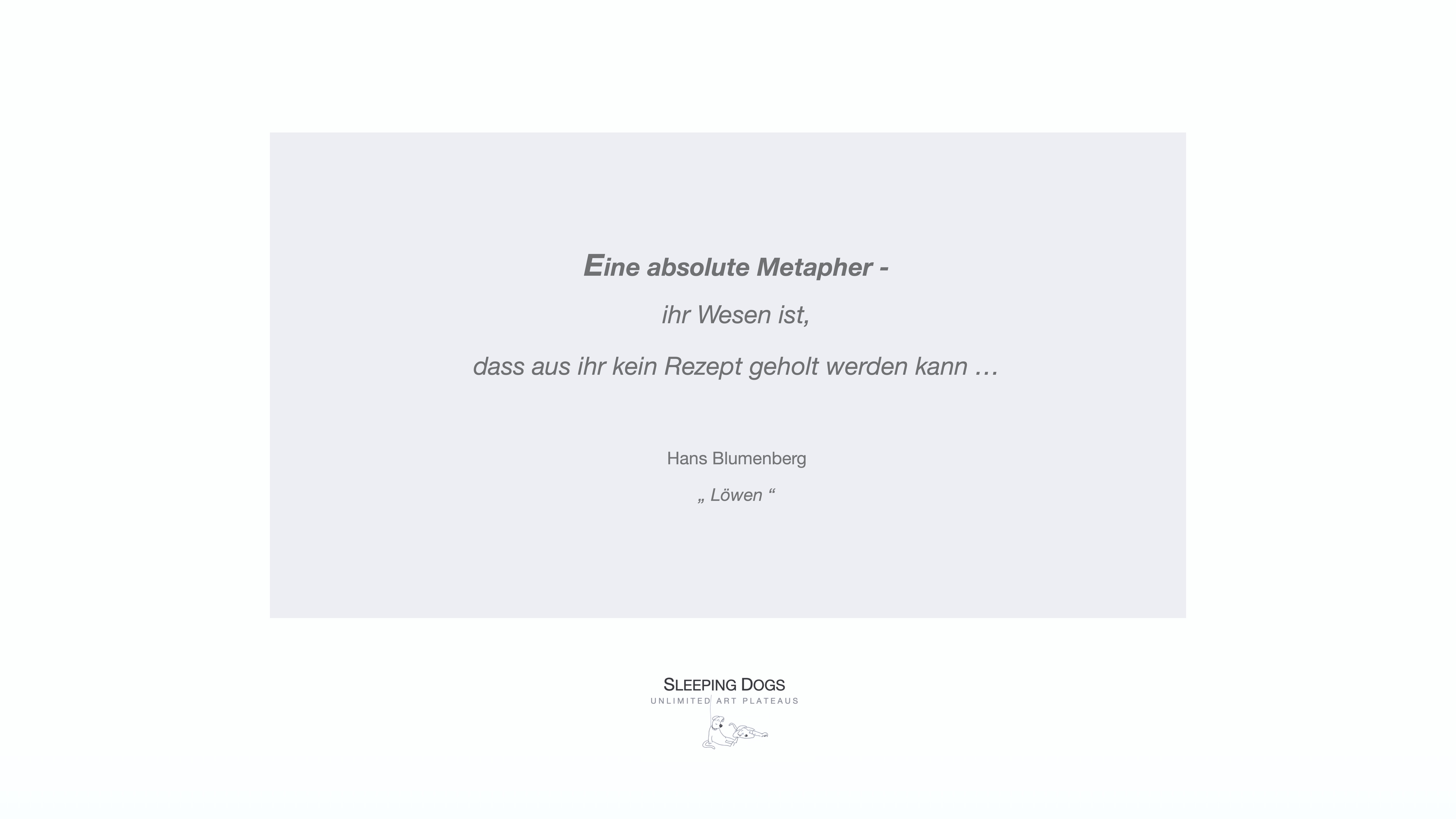 NIGHT / Heiner H. Hoier / Hoier.works / Hans Blumenberg Zitat / SLEEPING DOGS ART PLATEAU